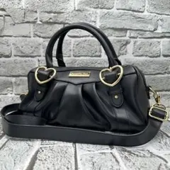 美品✨サマンサベガ ミニボストンバッグ 2way ハート レザー 黒 ゴールドのサムネイル