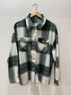 グリーンチェック柄　長袖シャツ　ジャケット　 SHEIN Lサイズ