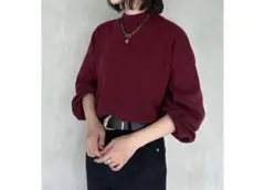 PAGEBOY ハイネックボリュームニット ボルドーのサムネイル