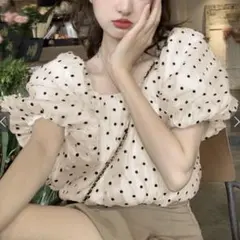 grl ドット柄シアーバルーンスリーブブラウス ac2247