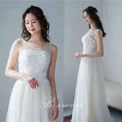 【前撮り】B'sweet フラワー刺繍 ホワイトウェディングドレス