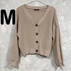 【美品】INGNI イング 長袖 ワッフル ショート カーディガン ベージュ M