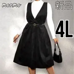 大きいサイズ　4L 5L ブラック　サロペット　スカート　お洒落　秋冬　M874