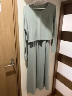 Konnyライトグリーン 授乳用ワンピース