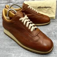 809 【高級】Santoni レザースニーカー 本革 茶 靴袋付き 36.5のサムネイル