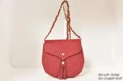 美品 バリー BALLY チェーン ショルダーバッグ ラムスキン 赤のサムネイル