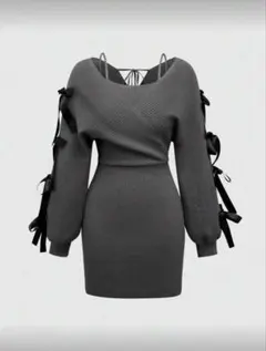 SHEIN ROMWE 2way リボン ニットワンピース