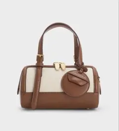 CHARLES & KEITH キャンバスツートーンボウリングバッグ