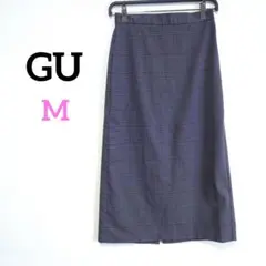 1190 GU ジーユー チェックナロースカート ミディ丈【M】バックスリット