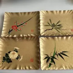 金色の花柄皿5枚セット
