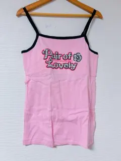 プリント付き　キャミソール　ピンク　ハイビスカス　y2k