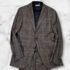CARUSO カルーゾ ロロピアーナ スーツ グレー グレンチェック46 希少 CARUSO カルーゾ ロロピアーナ スーツ グレー グレンチェック46