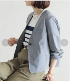 ノンブルアンペール　ショートジャケット　ブルー
