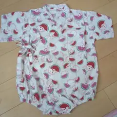 美品☆80cm☆スイカ柄　甚平　ロンパース