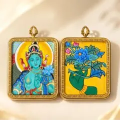 【手描き唐カ】六字真言 曼荼羅 チベット伝統工芸 開運掛け軸仏画 インテリア仏画 手描き唐カ】六字真言 曼荼羅 チベット伝統工芸 開運掛け軸仏画
