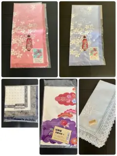 ハンカチ風呂敷セット　和風ハンカチ　花柄　京土産　レースハンカチ　5点セット