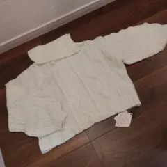 【新品】ケーブル編みウールニット アイボリー