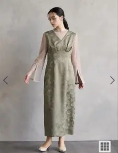 【お値下げ】AIMER チュールブラウス付きジャガード　Ｉラインドレス