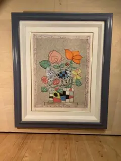 作者不詳・模写（Flowers1997） 肉筆画・裏サイン（草間・片岡・藤田
