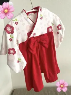 値下ベビー着物　お宮参り　お食い初め　初節句　ひな祭り　70センチ　袴ロンパース