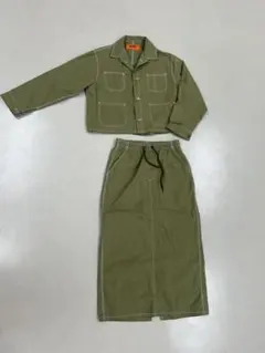 universal overall オリーブカラーセットアップ