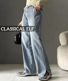 k0129 CLASSICAL ELF サイドスリットハイウエストデニムパンツ