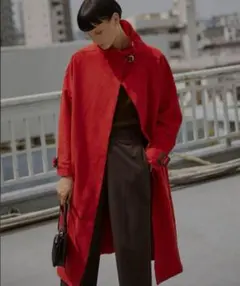 美品　Ameri vintage wrap collar coat red