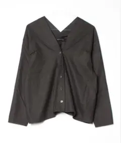 mizuiroind バンドカラー ロングシャツ ネイビー 体系カバー ゆったり 