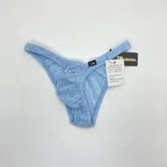 TMコレクション ソフトウーリーレース ローライズキュートハーフバックビキニ 青