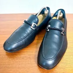 フェラガモ ガンチーニ イントレチャート ビットローファー 黒 27cm相当