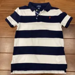POLO ラルフローレン　ネイビーとホワイト ストライプ ポロシャツ 120cm