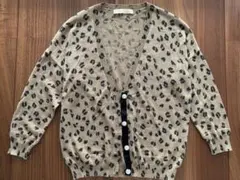 スローブイエナ　ヒョウ柄カーディガン　七分袖　レオパード柄　アルパカ10％