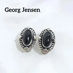 美品】ジョージジェンセン カフス オニキス ヘリテージラインシルバー 