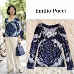 ★美品★EMILIO PUCCI チュニック 長袖 ky368 EMILIO PUCCI プッチ柄 チュニック Vネック M相当 - メルカリ