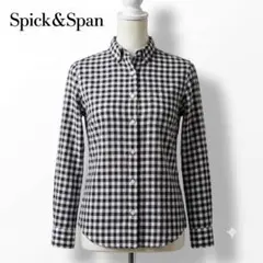 Spick & Span ギンガムチェックシャツ 薄手 長袖 黒 白 S相当のサムネイル