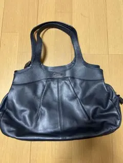 COACH レザー ショルダーバッグ ネイビー