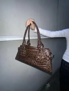 ブラウン クロコダイル風 ショルダーバッグ／海外ガール
