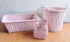 籐・ラタンのネールピンク色のバスケット - メルカリ