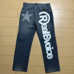 RealBvoice デニムパンツ 星型刺繍バックロゴペイント34インチのサムネイル