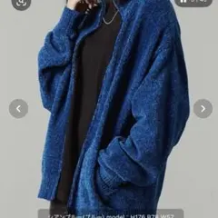 Alfred Alex 青 ジップアップ ニット M