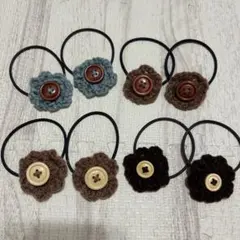 【再販！】ハンドメイド お花の毛糸ヘアゴム 子供 大人 シリコンゴム ヘアアクセ