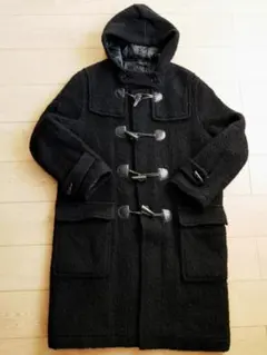 レディースブラック ダッフルコート フード付き