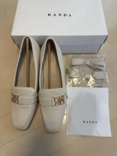 RANDA 2WAY モノグラムローファーシューズ アイボリー L