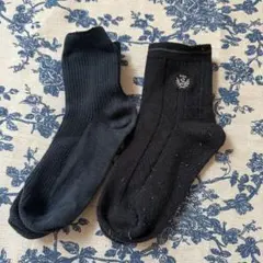 キッズ靴下 黒 リブ編み 約15cm 2足セット