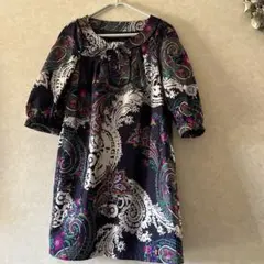 マカフィーペイズリー柄 五分袖チュニックワンピース❣️
