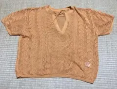 オレンジ ケーブル編み ニットセーター Fサイズ