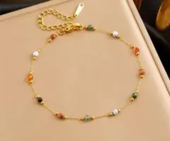 【残1】人気パワーストーン 運気 ゴールド ブレスレット サージカルステンレス