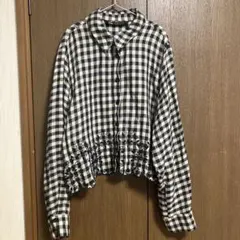 ZARA シャツ　チェック柄　刺繍