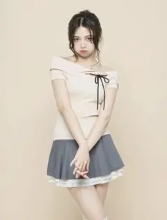 メルカリ最安値❗️ andmary Flower ribbon tops blue 99ae16647f2548349ceddfb419489a