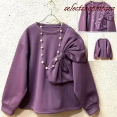 2025新作☆暖か裏起毛☆ビックリボントレーナープルオーバー☆F